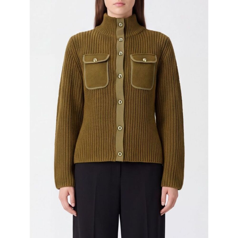 Pinko Women Pinko Slim Fit Ribbed High-Neck Cardigan In Wool And Alpaca